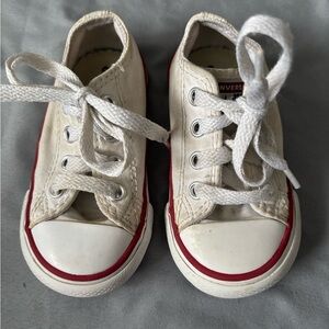 Converse Kids White Canvas Low-Top Sneakers with Red Stripe